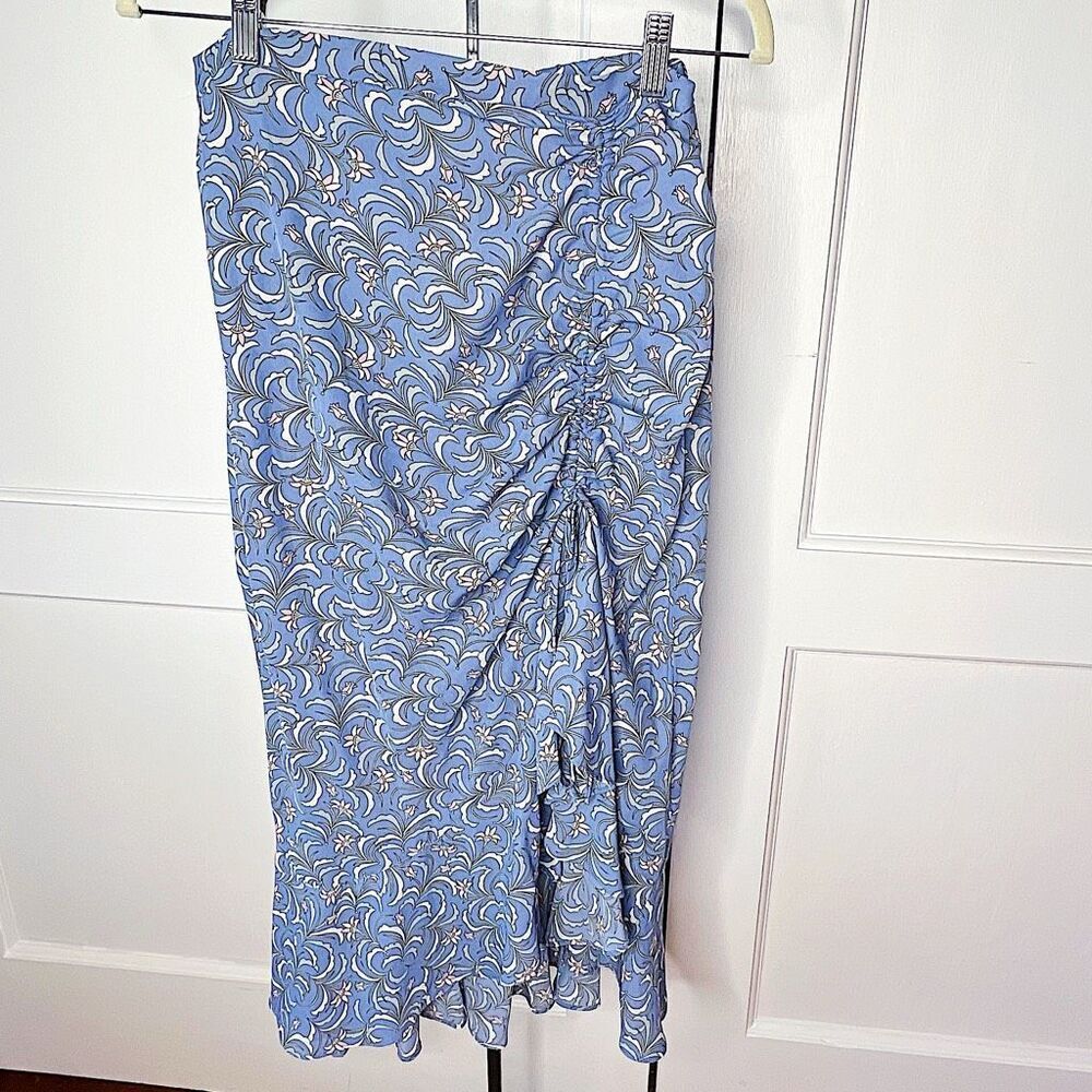 Max Studio Blue Floral High Low Midi Skirt Size Medium Nwt